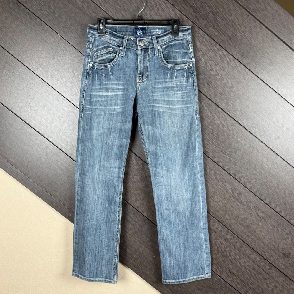 Rock & Republic Men 29/30 Relaxed Straight Jeans Medium Wash Y2K Denim Casual